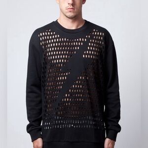 Phillip Lim Lightning Bolt Cutout Pullover Sweater Size S Black Oversized